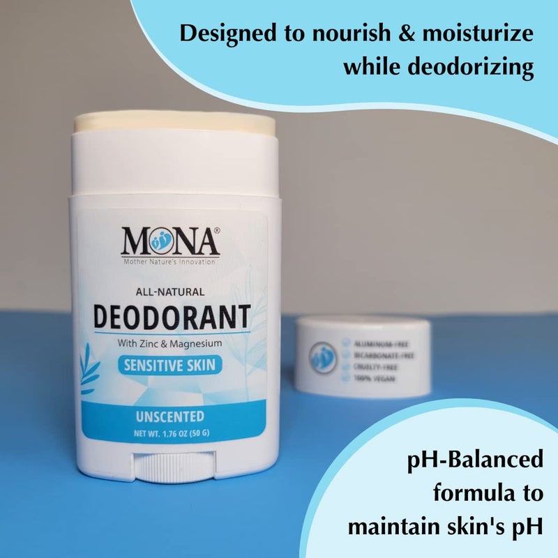 MONA BRANDS All Natural Deodorant For Women & Men | For Sensitive Skin | No Aluminum or Baking Soda | (UNSCENTED 1.76 Oz) - Image 5